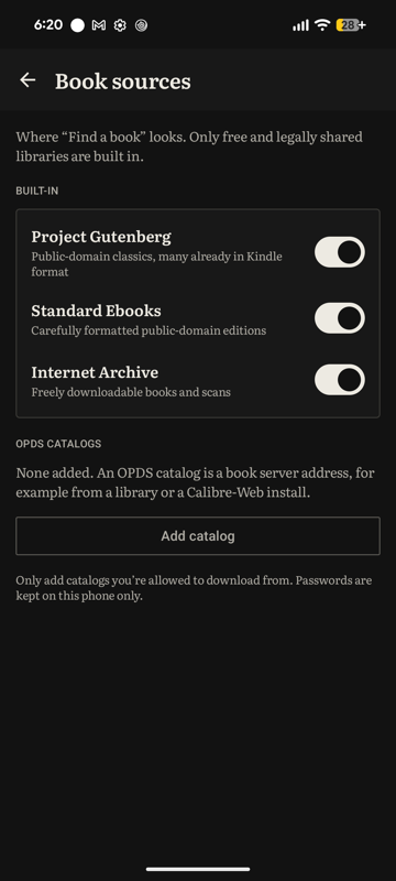 Book sources settings