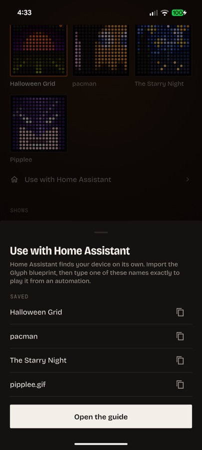 Glyph Home Assistant setup sheet